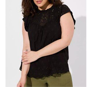 GUC Torrid Eyelet Ruffle Sleeve Top